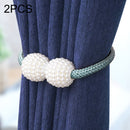 2 PCS Fashion Adornments Pearl Magnetic Buckle Curtain Strap(Navy Blue)