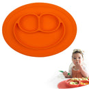 Smile Style One-piece Round Silicone Suction Placemat for Children, Built-in Plate and Bowl (Orange)