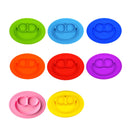 Smile Style One-piece Round Silicone Suction Placemat for Children, Built-in Plate and Bowl (Blue)