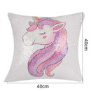 Sequin Unicorn Decorative Cushion Covers Reversible Pillow Cover, Size: 40cm x 40cm