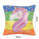 Sequin Unicorn Decorative Cushion Covers Reversible Pillow Cover, Size: 40cm x 40cm