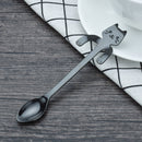 2 PCS Creative 304 Stainless Steel Cartoon Cat Handle Coffee Stirring Spoons, 11.8*1.8cm(Black)