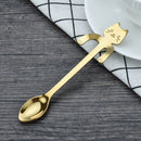 2 PCS Creative 304 Stainless Steel Cartoon Cat Handle Coffee Stirring Spoons, 11.8*1.8cm(Gold)