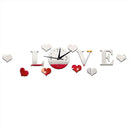 Creative LOVE Clock Acrylic Mirror DIY Wall Sticker(Silver)