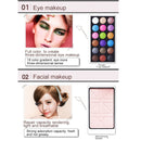 26 Colors Makeup 18 Colors Anti-blooming Eye Shadow Makeup Palette + Blush Pressed Powder Frozen Lipstick Eyebrow Powder with Mirror & Brush, Wallet Case Style Set(Blue)