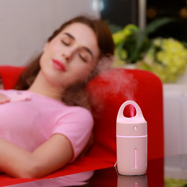 1.5W - 2W 175ml Mini Portable USB Negative Ions Humidifier Beauty and Water Supplement Instrument with Colorful LED Light(Pink)