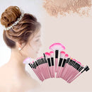 32 in 1 Wood Handle Makeup Brush Cosmetic Foundation Cream Powder Blush Makeup Tool Set(Pink)