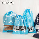 10 PCS D-POCKET Non-Woven Drawing Belt Shoe Pouch,Large Size(Blue)