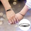 Valentines Day Gift Creative Trendy Titanium Steel Couple Bracelet for Men, Engraved Words Style (Black + Blue)
