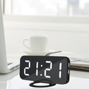 Multifunction Creative Mirror Reflective LED Display Alarm Clock with Snooze Function & 2 USB Charge Port(White)