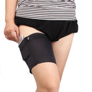 Women Solid Color Silicone Antiskid Non-slip Thigh Sock Anti Chafing Elastic Bands with Card Mobile Phone Bag, Size: 50-55cm(Black)