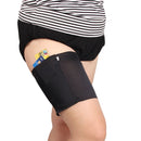 Women Solid Color Silicone Antiskid Non-slip Thigh Sock Anti Chafing Elastic Bands with Card Mobile Phone Bag, Size: 50-55cm(Black)
