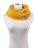 Winter Round Buttons Gaiter Scarf Women Thick Warm Wool Knitted Scarves Collar (Yellow)