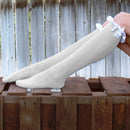 Sexy Lace Stockings Women Thigh High Over Knee Socks Spring Winter Long Socks Fashion Girls Cotton Stocking(White)