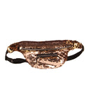 Sequins Waist Bag Double Color Makeup Bag Mermaid Purses Chest Pack Women Girl Travelling Mobile Phone Bag(Mocha Gold)