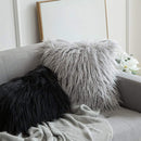 Velvet Long Plush Pillow Cover Popular Square Furry Cover Home Bed Room Decoration Pillowcase, Size: 45 x 45cm(Black)
