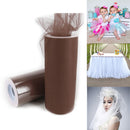 Fashion 20D Polyester Tulle Roll, Wedding Birthday Decoration Decorative Crafts Supplies, Total Length: 22.8m, Width:15cm(Brown)