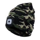 Unisex Warm Winter Polyacrylonitrile Knit Hat Adult Head Cap with 4 LED Lights(Army Green)