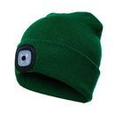 Unisex Warm Winter Polyacrylonitrile Knit Hat Adult Head Cap with 4 LED Lights(Dark Green)