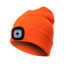 Unisex Warm Winter Polyacrylonitrile Knit Hat Adult Head Cap with 4 LED Lights(Orange)