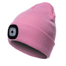 Unisex Warm Winter Polyacrylonitrile Knit Hat Adult Head Cap with 4 LED Lights(Pink)