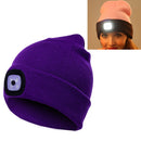 Unisex Warm Winter Polyacrylonitrile Knit Hat Adult Head Cap with 4 LED Lights(Purple)