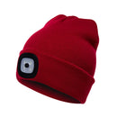 Unisex Warm Winter Polyacrylonitrile Knit Hat Adult Head Cap with 4 LED Lights(Red)