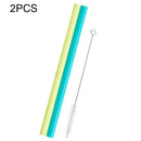2 PCS Food Grade Silicone Straws Cartoon Colorful Drink Tools with 1 Brush, Straight Pipe, Length: 25cm, Outer Diameter: 11mm, Inner Diameter: 9mm, Random Color Delivery