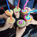 2 PCS Food Grade Silicone Straws Cartoon Colorful Drink Tools with 1 Brush, Straight Pipe, Length: 25cm, Outer Diameter: 11mm, Inner Diameter: 9mm, Random Color Delivery