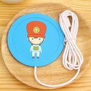 Cartoon Soldier Pattern USB Silicone Warm Coaster, Random Color Delivery