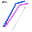 2 PCS Food Grade Silicone Straws Cartoon Colorful Drink Tools with 1 Brush, Slim Bend Pipe, Length: 25cm, Outer Diameter: 7.8mm, Inner Diameter: 5mm, Random Color Delivery
