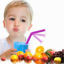 2 PCS Food Grade Silicone Straws Cartoon Colorful Drink Tools with 1 Brush, Slim Bend Pipe, Length: 25cm, Outer Diameter: 7.8mm, Inner Diameter: 5mm, Random Color Delivery