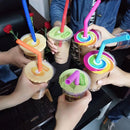2 PCS Food Grade Silicone Straws Cartoon Colorful Drink Tools with 1 Brush, Slim Bend Pipe, Length: 25cm, Outer Diameter: 7.8mm, Inner Diameter: 5mm, Random Color Delivery