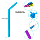 5 PCS Food Grade Silicone Straws Cartoon Colorful Drink Tools with 1 Brush, Slim Bend Pipe, Length: 25cm, Outer Diameter: 7.8mm, Inner Diameter: 5mm, Random Color Delivery