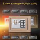 17E Home Mini Electronic Security Lock Box Wall Cabinet Safety Box with Coin-operated Function(Champagne Gold)