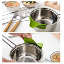 2 PCS Silicone Anti Spill Liquid Funnel Pots and Pans Round Mouth Edge Diverter(Green)