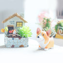 Small Short Leg Kirk Dog Cartoon Multi-meat Plant Pots Office Home Green Plant Ornaments Puppy Flower Pot Glazed Little Small Mini Modern Plant Box Standing Position