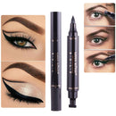 2 PCS 2 in 1 Black Waterproof Dual Head Quick Drying Eyeliner Seal Stamp Pen