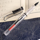 3 PCS School Office Extra Fine Titanium Alloy Nib Transparent Piston Fountain Pen(Black), Random Delivery(0.5mm/0.38mm Nib)