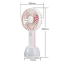 OCUBE D401 4W USB Charging Portable Handheld Electric Fan, with 3 Speed Control & LED Light Base (Pink)