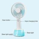 OCUBE D401 4W USB Charging Portable Handheld Electric Fan, with 3 Speed Control & LED Light Base (Pink)