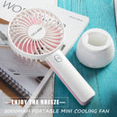 OCUBE D401 4W USB Charging Portable Handheld Electric Fan, with 3 Speed Control & LED Light Base (Pink)
