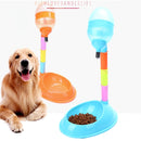 Pet Supplies Pet Dog Cat 2 in 1 Automatic Feeding & Watering Vertical Adjustable Rod Pet Water Food Feeder,Capacity: 600ML(Pink)
