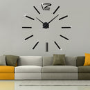 39 inch Bedroom Home Office Decoration Modern Frameless Large DIY 3D Mirror Wall Sticker Mute Clock(Black)
