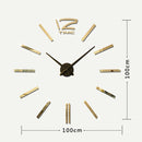 39 inch Bedroom Home Office Decoration Modern Frameless Large DIY 3D Mirror Wall Sticker Mute Clock(Gold)