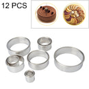 12 PCS / Set Stainless Steel Round Shape Cutting Mould Mousse Cake Doughnut Baking Tools