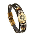 2 PCS Couple Lovers Jewelry Leather Braided Constellation Detail Hand Chain Bracelet, Size: 21*1.2cm