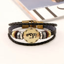 2 PCS Couple Lovers Jewelry Leather Braided Constellation Detail Hand Chain Bracelet, Size: 21*1.2cm