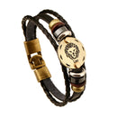 2 PCS Couple Lovers Jewelry Leather Braided Constellation Detail Hand Chain Bracelet, Size: 21*1.2cm