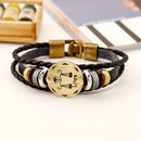 2 PCS Couple Lovers Jewelry Leather Braided Constellation Detail Hand Chain Bracelet, Size: 21*1.2cm